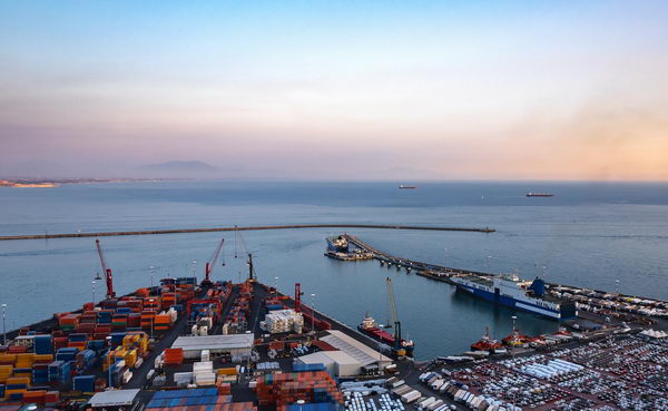 Aerial view of port in Salerno