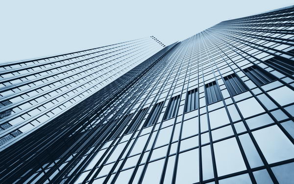 office buildings. Modern glass silhouettes on modern building.